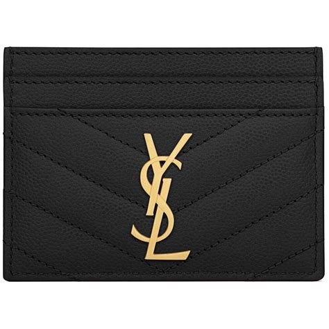 ysl monogram card case in grain de poudre embossed leather|YSL monogram card.